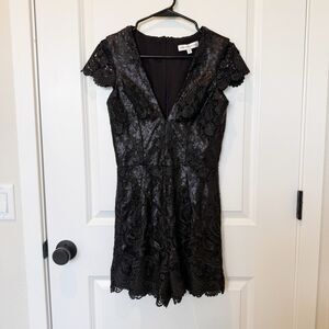 Dress The Population Romper Sz Medium Plunge Neck Lace Fairy Whimsigoth Boho